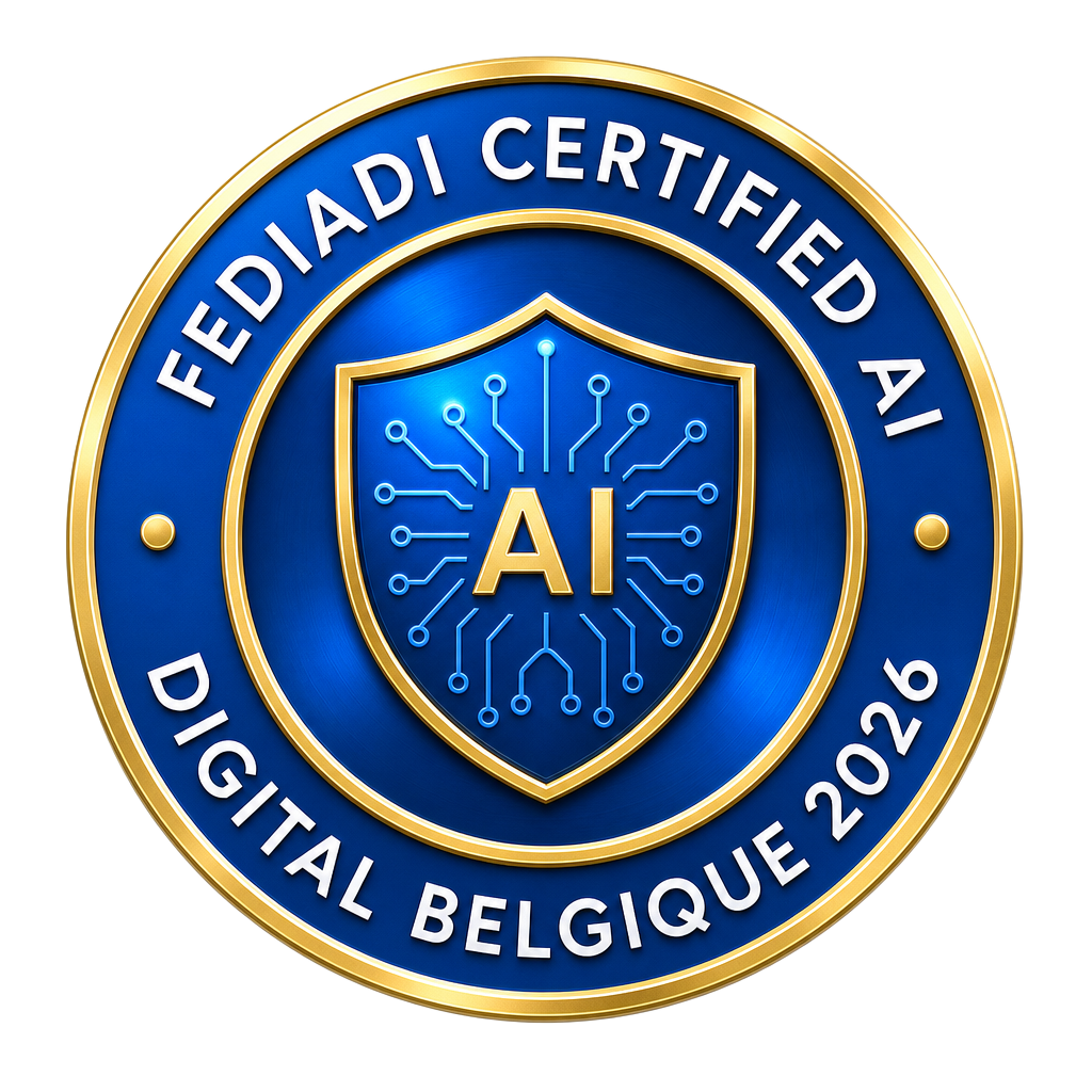 Badge officiel FEDIADI Certified AI — Digital Belgique